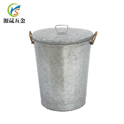 圆形铁皮垃圾桶优良镀锌铁皮垃圾桶大号铁垃圾桶家用铁艺厨房铁桶