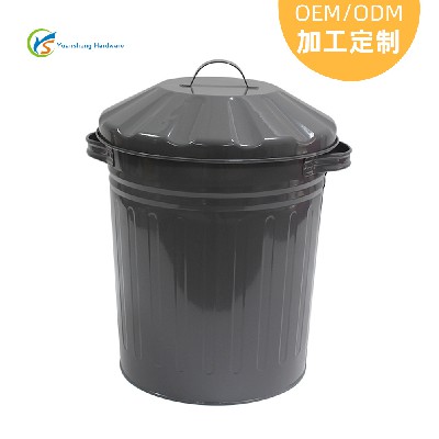 厂家定制家用垃■圾桶 12L外贸厨房带盖镀锌铁质垃圾桶  金属垃圾桶
