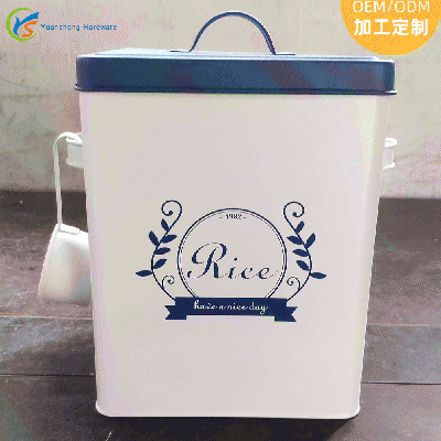 厂家定制储⌒米箱 美式喷粉镀锌铁皮金属洗衣粉面粉密封储物桶 米桶