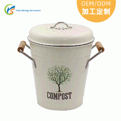 定制厨余垃圾桶 1.3加仑家用镀锌厨余垃圾堆肥发酵桶 厨房堆肥桶