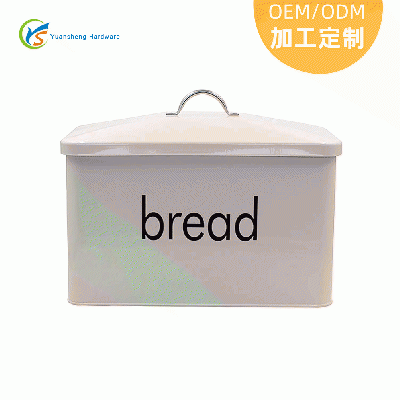 跨境定制面包箱 铁带盖白色长方形大容量面包盒 厨房镀锌铁�|面包箱