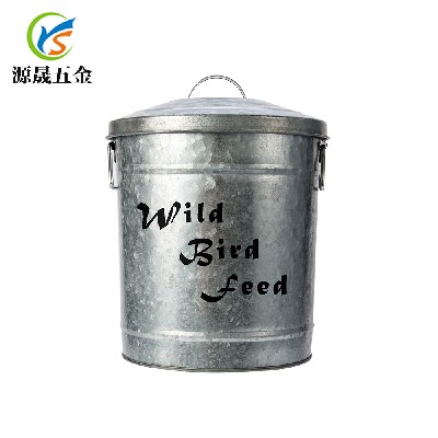厂家定制7.5L铁皮金属桶 实用狗粮金属包装罐 带盖猫狗喂食铁皮桶